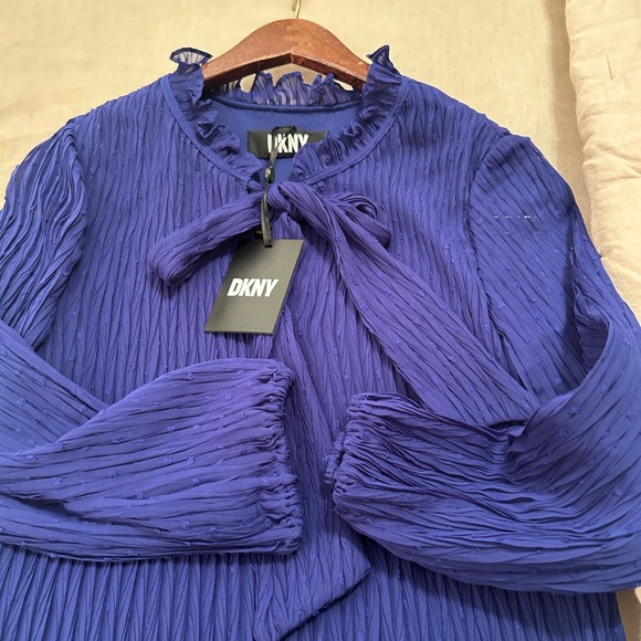 DKNY Blue Long Sleeve Tie Dress Size 6 - Picture 7 of 7